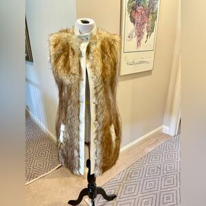 Rachel Zoe Leather and Faux Fur Full Length Vest